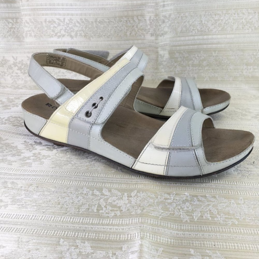 Romika Fidschi 05 Cream, gray & light blue Leather Comfort Casual Sandals